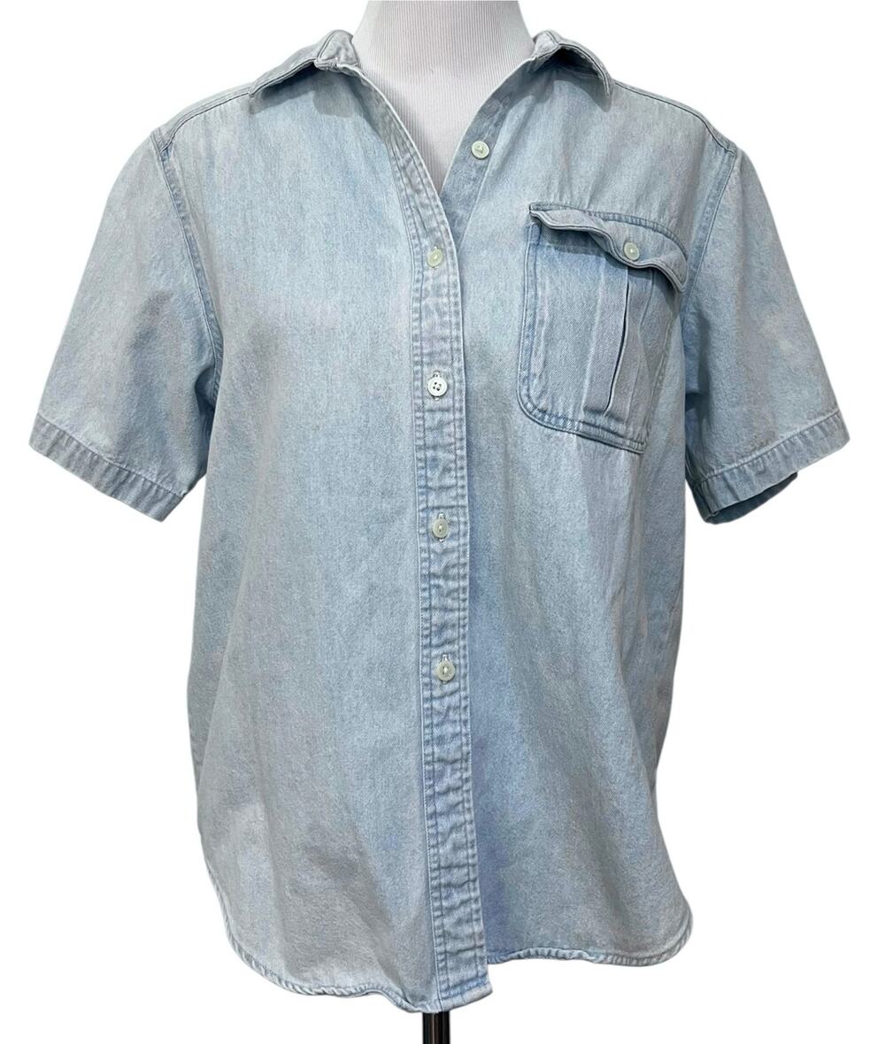 Women’s Vintage Denim Button Top Western Blue Cotton Deep Country Size Medium